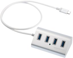 AmazonBasics USB 3.1 Type-C to 4-Port Aluminum Hub, Silver