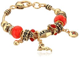 Aries Zodiac Sign Gold Tone Charm Bracelet