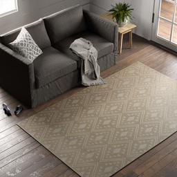 Amazon Brand – Stone & Beam Shooting Star Modern Diamond Pattern Wool Area Rug, 5' x 8', Taupe