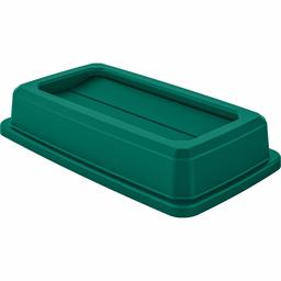 AmazonBasics Double Flip Lid for 23 Gallon Commercial Slim Trash Can, Green, 3-Pack (Renewed)