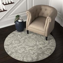 Ravenna Home Round Vintage Damask Patterned Rug, 5'3