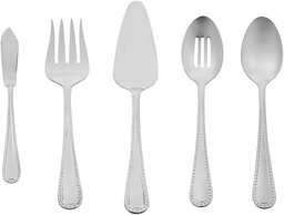 AmazonBasics 5-Piece Stainless Steel Serving Set with Pearled Edge