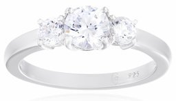 Platinum-Plated Sterling Silver Round 3-Stone Ring made with Swarovski Zirconia (1 cttw), Size 7