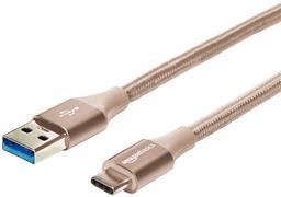 AmazonBasics Double Braided Nylon USB Type-C to Type-A 3.1 Gen 1 Charger Cable | 1 Foot, Gold (Renewed)