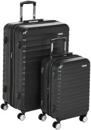 AmazonBasics - Trolley rigido premium, con rotelle pivotanti e lucchetto TSA integrato, Set da 2 pezzi (55 cm, 78 cm), Nero