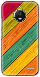 Amazon Brand - Solimo Designer Colorful Wooden Pattern 3D Printed Hard Back Case Mobile Cover for Motorola Moto E4