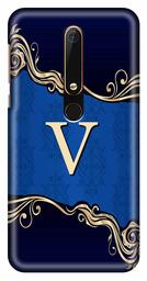 Amazon Brand - Solimo Designer Blue Pattern Alphabet-V 3D Printed Hard Back Case Mobile Cover for Nokia 6 (2018)