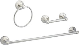 AmazonBasics Traditional Bathroom Accessories Set - 3 Piece - Satin Nickel