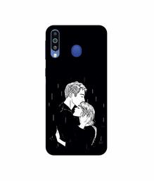 Amazon Brand - Solimo Designer Couples Standing in Rain 3D Printed Hard Back Case Mobile Cover for Samsung Galaxy M21