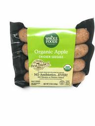 Whole Foods Market, Chicken Sausage Apple Organic Step 3, 12 Ounce