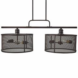 Amazon Brand – Stone & Beam Hobbs Double Mesh Cage Pendant Ceiling Chandelier Fixture With 2 Light Bulbs - 36 Inch Shade, 24 - 66 Inch Cord, Oil-Rubbed Bronze