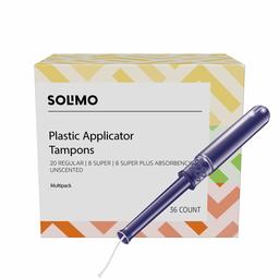 Solimo Plastic Applicator Tampons Heavy Absorbency Multipack, unscented, 36 count