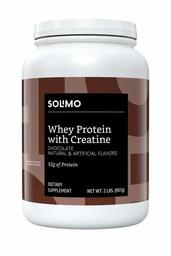 Amazon Brand - Solimo Whey Protein Powder with Creatine, Chocolate, 2 Pound (18 Servings)