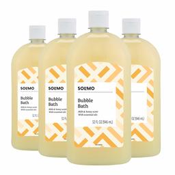 Amazon Brand - Solimo Milk and Honey Bubble Bath, 32 Fluid Ounce (Pack of 4)