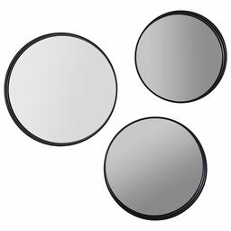 Amazon Brand – Rivet Industrial Round Metal Wall Mirror Set - Set of 3, Black