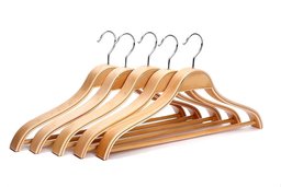 Umi. Perchas de Madera Resistente, para Trajes, Americanas, Abrigos, de Alta Calidad (5 Unidades)