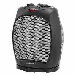 AmazonBasics 1500W Oscillating Ceramic Heater with Adjustable Thermostat, Black