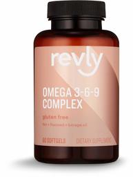 Amazon Brand - Revly Omega 3-6-9 Complex of Fish, Flaxseed and Borage Oil - EPA & DHA Omega-3 fatty acids - 60 Softgels, 2 Month Supply, Satisfaction Guaranteed