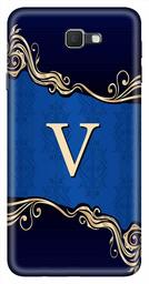 Amazon Brand - Solimo Designer Blue Pattern Alphabet-V 3D Printed Hard Back Case Mobile Cover for Samsung Galaxy J7 Prime