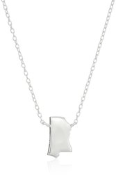 Sterling Silver Stationed Mini State Mississippi Pendant Necklace, 16