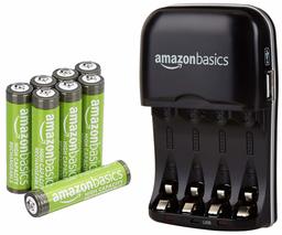 AmazonBasics AAA High-Capacity Rechargeable Batteries (8-Pack) and Ni-MH AA & AAA Battery Charger With USB Port Set