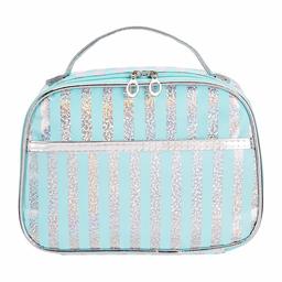 Amazon Brand - Solimo Cosmetic, Makeup & Toiletries Pouch (Glitter; Sky Blue)