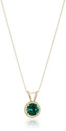 10K Gold Dainty Swarovski Elements Birthstone Pendant with Gold Filled Chain, May