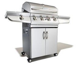 Strathwood 4-Burner Gas Grill with Painted Cabinet and Side Burner