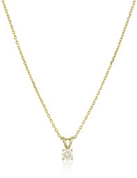 Amazon Collection14k Yellow Gold Round-Cut Diamond Solitaire Pendant Necklace (1/4cttw,K-L Color, I1-I2 Clarity), 18