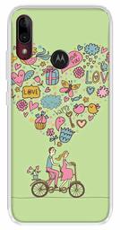 Amazon Brand - Solimo Designer Multicolor Happy Love Green Pattern Printed Soft Back Case Mobile Cover for Motorola Moto E6s / Motorola Moto E6 Plus