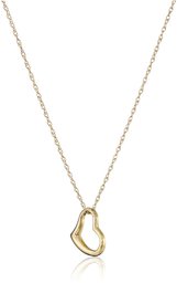 14k Gold Concave Heart Pendant Necklace, 18