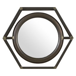 Amazon Brand – Stone & Beam Industrial Hexagonal Floating Metal Wall Mirror, 13