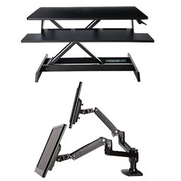 AmazonBasics Adjustable-Height Standing Desk Converter with Dual Monitor Arms