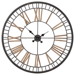 Amazon Brand – Stone & Beam Vintage Farmhouse Style Decorative Metal Wall Clock - 32 Inches, Black