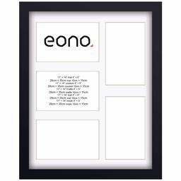 Eono by Amazon - Cadre en Bois Dur et Verre pour Photo de 28x35 cm ou Collage de 5 Photos de 10x15 cm (avec Passe-Partout)