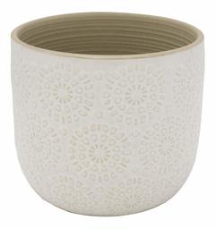 Amazon Brand – Stone & Beam Medium Floral-Embossed Planter, 6