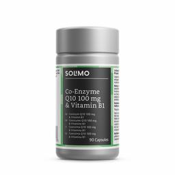 Marque Amazon- Solimo  Complément alimentaire avec 100 mg de coenzyme Q10 et avec de la vitamine B1, 90 capsules