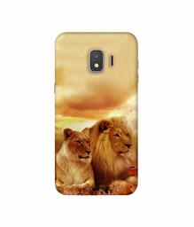 Amazon Brand - Solimo Designer Lion with Lioness 3D Printed Hard Back Case Mobile Cover for Samsung Galaxy J2 Core