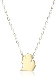 Amazon Collection10k Yellow Gold Michigan State Pendant Necklace, 16