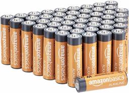 AmazonBasics 48 Pack AA High-Performance Alkaline Batteries, 10-Year Shelf Life, Easy to Open Value Pack