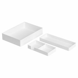 AmazonBasics Plastic Organizer Bundle- Accessory Tray/Half Accessory Tray/Small Tray, White