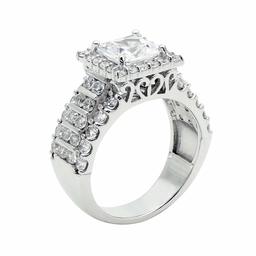 [Find] Amazon Collection Rhodium Plated Sterling Silver Clear Cubic Zirconia bikkuzirukoniasuta-ringusiruba-hure-muringu, Size 11 