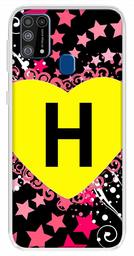 Amazon Brand - Solimo Designer Multicolor Heart Pattern Alphabet-H Printed Soft Back Case Mobile Cover for Samsung Galaxy M31