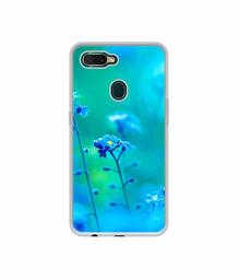 Amazon Brand - Solimo Designer Blue Flower UV Printed Soft Back Case Mobile Cover for Oppo A7