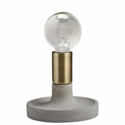 Rivet Modern Exposed Bulb Table Lamp, Cement With Antique Brass Accents