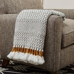 Rivet Modern Hand-Woven Adeline Stripe Fringe Throw Blanket