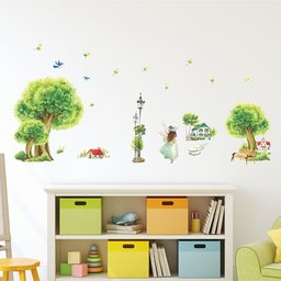 Amazon Brand - Solimo Wall Sticker for Home (Nature's Stroll, Ideal Size on Wall, 135 cm X 65 cm)