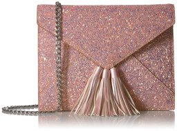 Amazon Brand - The Fix Izzi Glitter Envelope Clutch with Chain Crossbody Strap, Aurora Blush