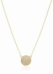 1K Yellow Gold Diamond Round Disk Pendant Necklace, 20