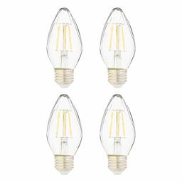 AmazonBasics 60 Watt Equivalent, Clear, Dimmable, F15 | Soft White, 4-Pack (Renewed)